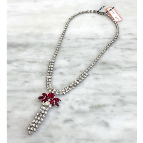 [HeCollection] Garnet Flower Necklace