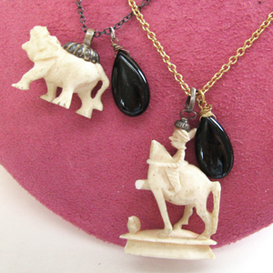 Ivory n Onyx Silver Necklace