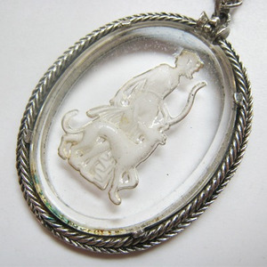 Glass Crystal Cameo Necklace